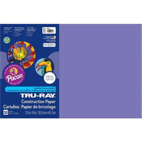 Tru-Ray Construction Paper, 50% Recycled, 12" x 18", Violet, Pack Of 50