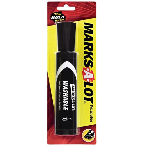 Avery Marks A Lot Jumbo Washable Marker, Chisel Tip, Black
