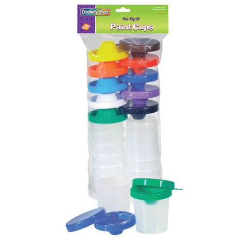 Pacon Creativity Street No-Spill Round Paint Cups With Colored Lids