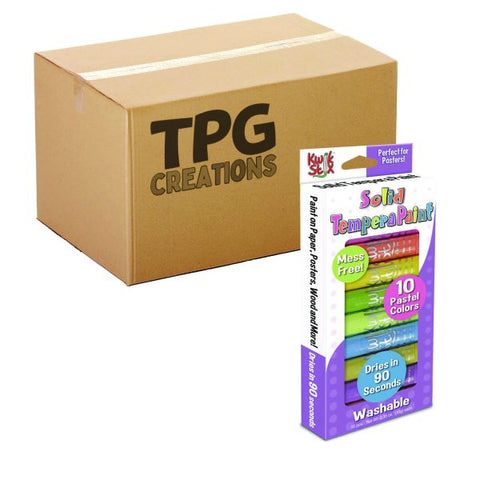TPG Creations Kwik Stix Tempera Paint Set, 10 Assorted Pastel Colors, 10/Set, 12 Sets/Carton