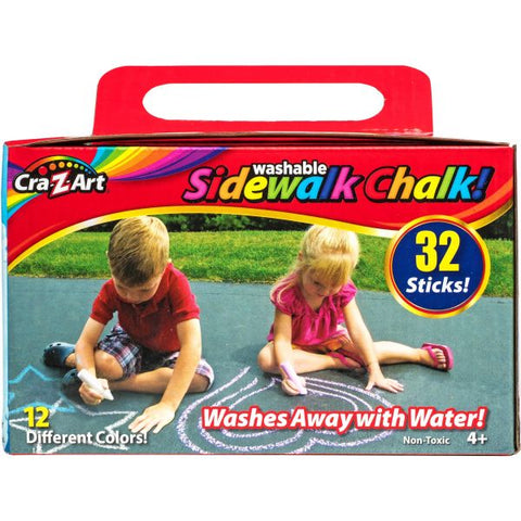 Cra-Z-Art Washable Sidewalk Chalk, 12 Assorted Colors, 32 Sticks/Box