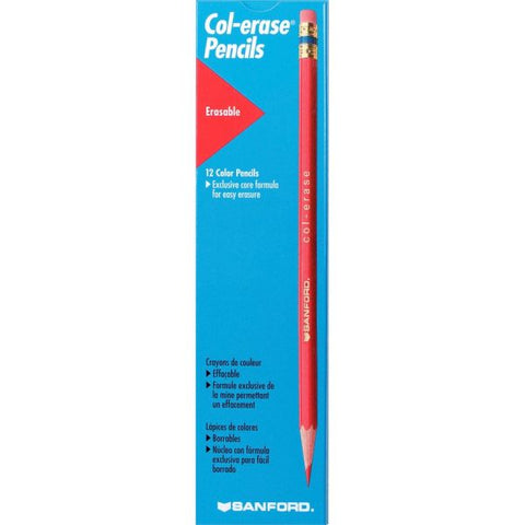 Prismacolor Col-Erase Erasable Color Pencils, Medium Point, Carmine Red, Box Of 12 Color Pencils