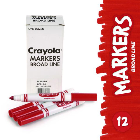 Crayola Bulk Broad Line Marker, Broad Bullet Tip, Red, 12/Box