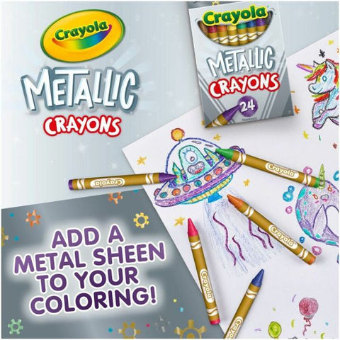 Crayola Metallic Crayons, Assorted, 24/Pack