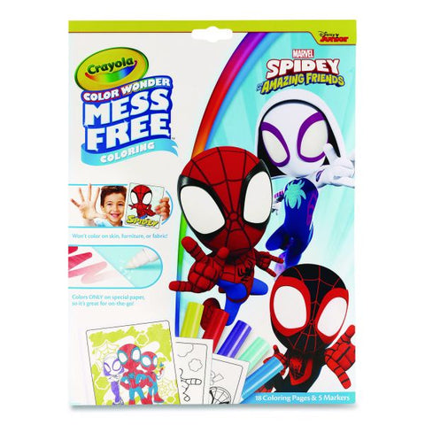 Crayola Spidey and His Amazing Friends Color Wonder Kit, (18) Action-Packed Coloring Pages; (5) Spider-Man Collection Markers