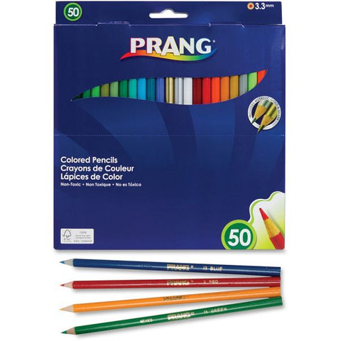 Prang Colored Pencil Sets, 3.3 mm, 2B, Assorted Lead and Barrel Colors, 50/Pack