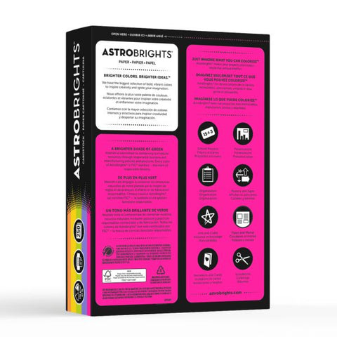 Astrobrights Color Card Stock, Happy Assortment, Letter (8.5" x 11"), 65 Lb, Pack Of 250