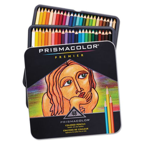 Prismacolor Premier Colored Pencil, 3 mm, 2B, Assorted Lead and Barrel Colors, 48/Set