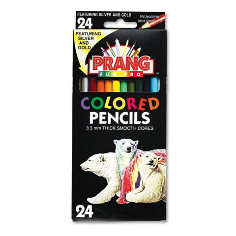 Prang Colored Pencil Sets, 3.3 mm, 2B, Assorted Lead and Barrel Colors, 24/Pack