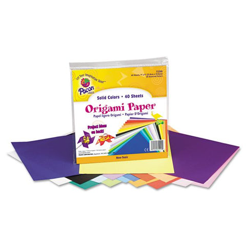 Pacon Origami Paper, 30 lb Bond Weight, 9 x 9, Assorted Bright Colors, 40/Pack