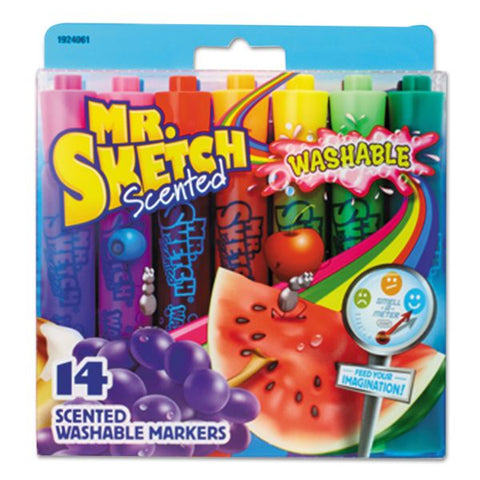 Mr. Sketch Washable Markers, Broad Chisel Tip, Assorted Colors, 14/Set