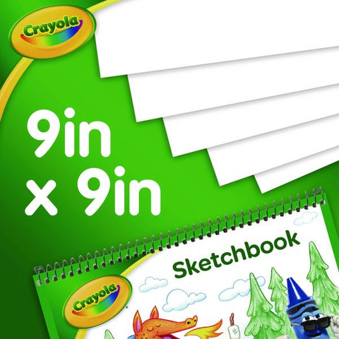 Crayola Animal Animations Wirebound Sketchpad, Unruled, Gold/Green Cover, 40 White 9 x 9 Sheets