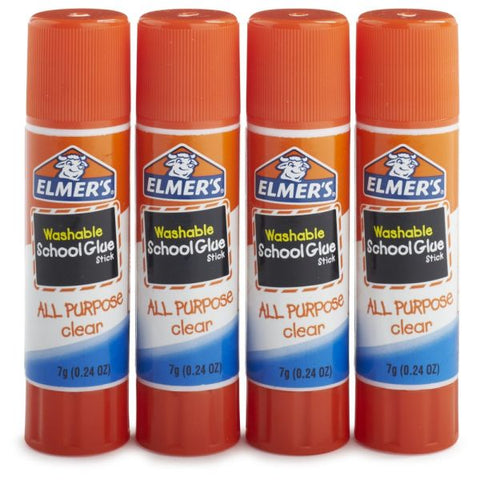 Elmer's Washable School Glue Sticks, 0.24 Oz, Pack Of 4