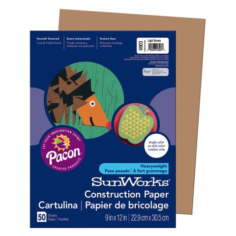 Prang Construction Paper, 9" x 12", Light Brown, Pack Of 50