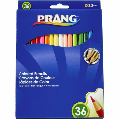 Prang Colored Pencil Sets, 3.3 mm, 2B, Assorted Lead and Barrel Colors, 36/Pack