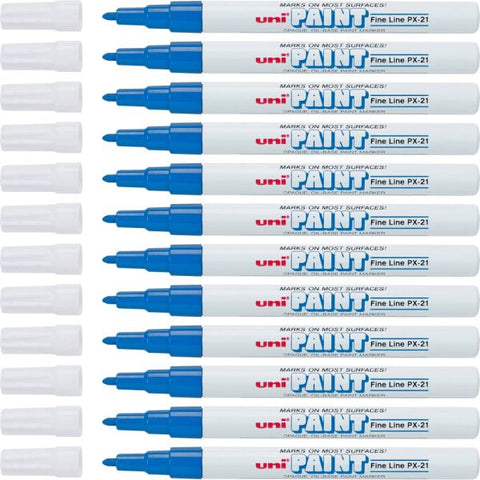 Uni-Paint Markers, Fine Point, Blue, Pack Of 12