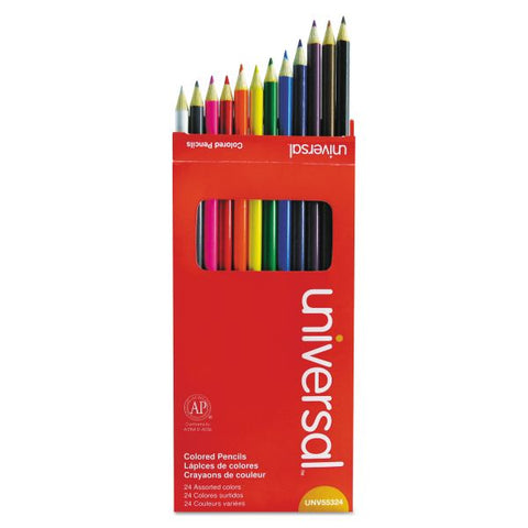 Woodcase Colored Pencils, 3 mm, Assorted Lead and Barrel Colors, 24/Pack