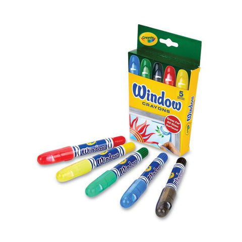 Crayola Washable Window Crayons, Assorted Colors, Box Of 5