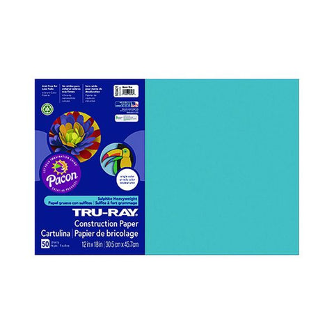 Pacon Tru-Ray Construction Paper, 70 lb Text Weight, 12 x 18, Atomic Blue, 50/Pack