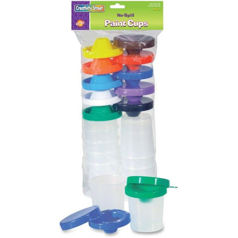 Pacon Creativity Street No-Spill Round Paint Cups With Colored Lids