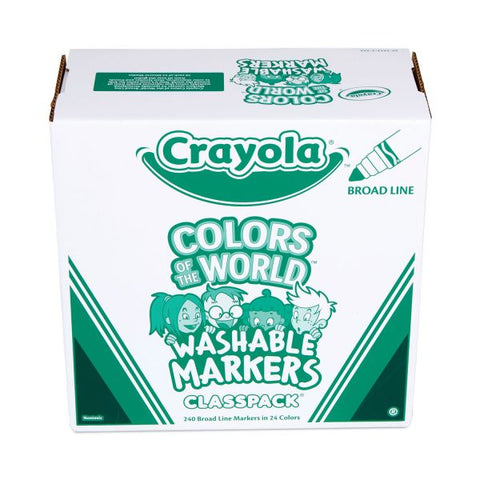 Crayola Ultra-Clean Washable Marker Classpack, Broad Bullet Tip, 8 Assorted Colors, 192/Pack