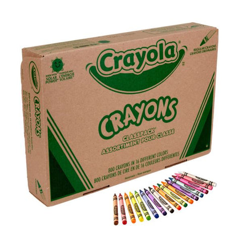 Crayola Classpack Standard Crayons, 16 Assorted Colors, Pack Of 800 Crayons