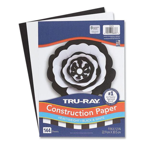 Pacon Tru-Ray Construction Paper, 76 lb Text Weight, 9 x 12, Assorted Colors, 144/Pack