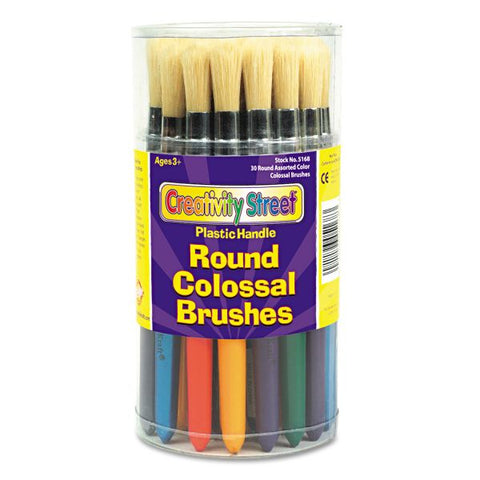 Creativity Street Colossal Brush, Natural Bristle, Round Profile, 30/Set