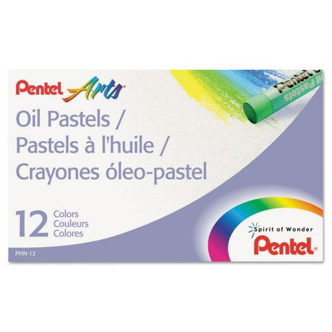 Pentel Arts Oil Pastels, Assorted Colors, Pack Of 12