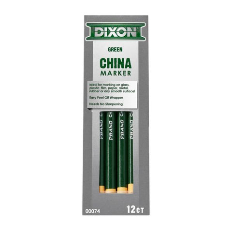 Dixon Phano China Markers, Green, Presharpened, Pack of 12