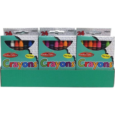 CLI Creative Arts Crayon - Assorted - 24 Crayons / Box, 24 Boxes / Display