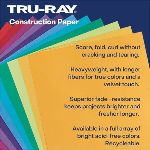 Tru-Ray Construction Paper, 50% Recycled, 18" x 24", Black, Pack Of 50