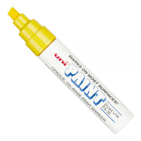 uniball uni Paint Oil-Base Marker, Broad, White Barrel, Yellow Ink