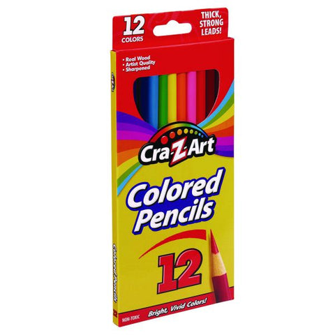 Cra-Z-Art Colored Pencils, 12 Assorted Lead and Barrel Colors, 12/Set