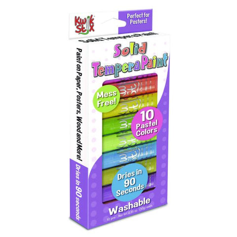 TPG Creations Kwik Stix Tempera Paint Set, 10 Assorted Pastel Colors, 10/Set, 12 Sets/Carton