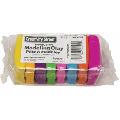 Chenille Kraft Modeling Clay Assortment, 220 Grams, Assorted Neon Colors, Pack Of 8 Blocks