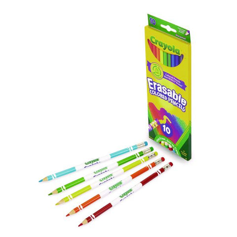 Crayola Erasable Color Pencil Set, 3.3 mm, 2B, Assorted Lead and Barrel Colors, 10/Pack