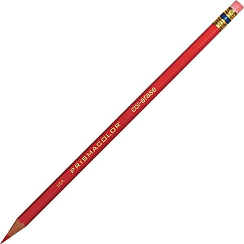 Prismacolor Col-Erase Erasable Color Pencils, Medium Point, Carmine Red, Box Of 12 Color Pencils