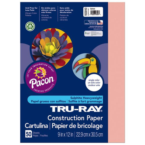 Tru-Ray Construction Paper, 50% Recycled, 9" x 12", Salmon, Pack Of 50