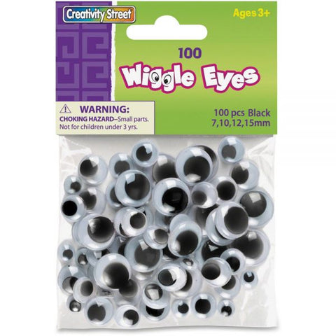 Chenille Kraft Creativity Street Wiggle Eyes, Assorted Sizes, Black/White, Pack of 100