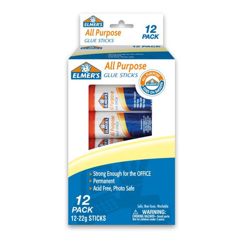 Elmer's Office Strength Glue Sticks, All Purpose, 0.77 Oz, Clear, Pack Of 12