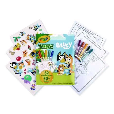 Crayola Bluey Color and Sticker Activity Set, (32) Coloring Sheets, (51) Stickers, (5) Pip-Squeaks Markers