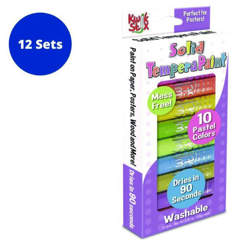 TPG Creations Kwik Stix Tempera Paint Set, 10 Assorted Pastel Colors, 10/Set, 12 Sets/Carton