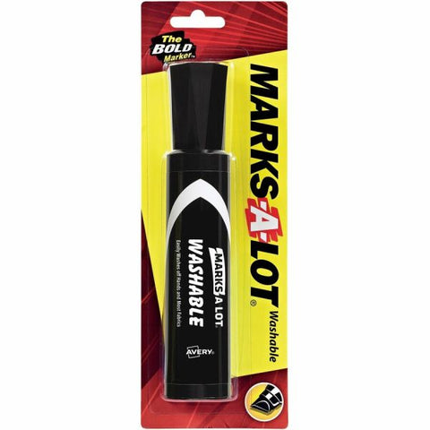 Avery Marks A Lot Jumbo Washable Marker, Chisel Tip, Black