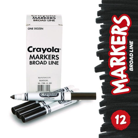 Crayola Bulk Broad Line Marker, Broad Bullet Tip, Black, 12/Box