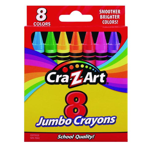 Cra-Z-Art Jumbo Crayons, 8 Assorted Colors, 8/Pack