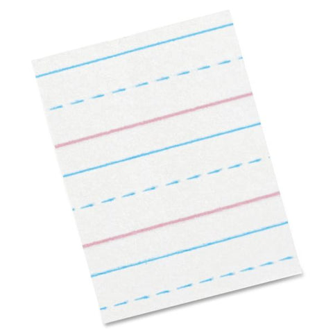 Zaner-Bloser Pacon Broken Midline Sulphite Paper - 500 Sheets - 0.50" Ruled - 8" x 10 1/2" - White Paper - 500 / Ream