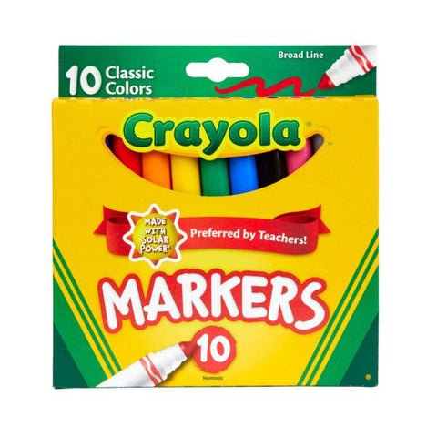 Crayola Broad Line Markers, Assorted Classic Colors, Box Of 10