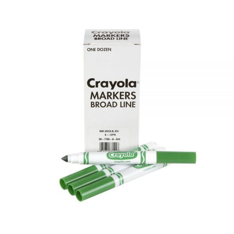 Crayola Washable Broad Line Markers, Green, Pack Of 12 Markers