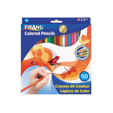 Prang Colored Pencil Sets, 3.3 mm, 2B, Assorted Lead and Barrel Colors, 50/Pack